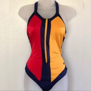 ON HOLD Vintage 80s 90s Retro Color Block Swimsuit